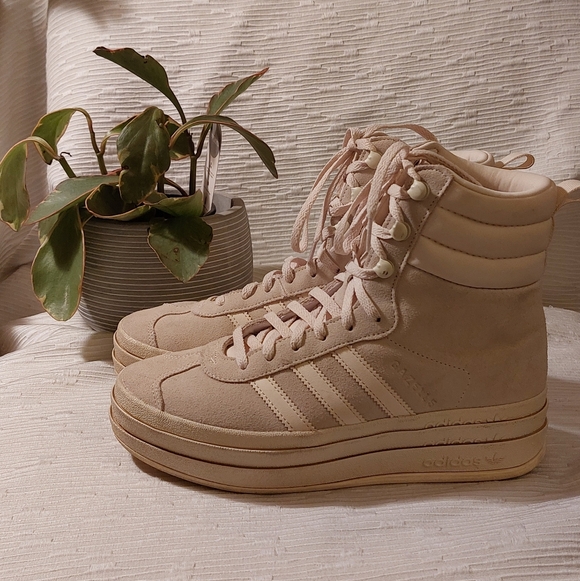 adidas Shoes - Adidas Beige Seude High-Top Sneakers Size 7.5